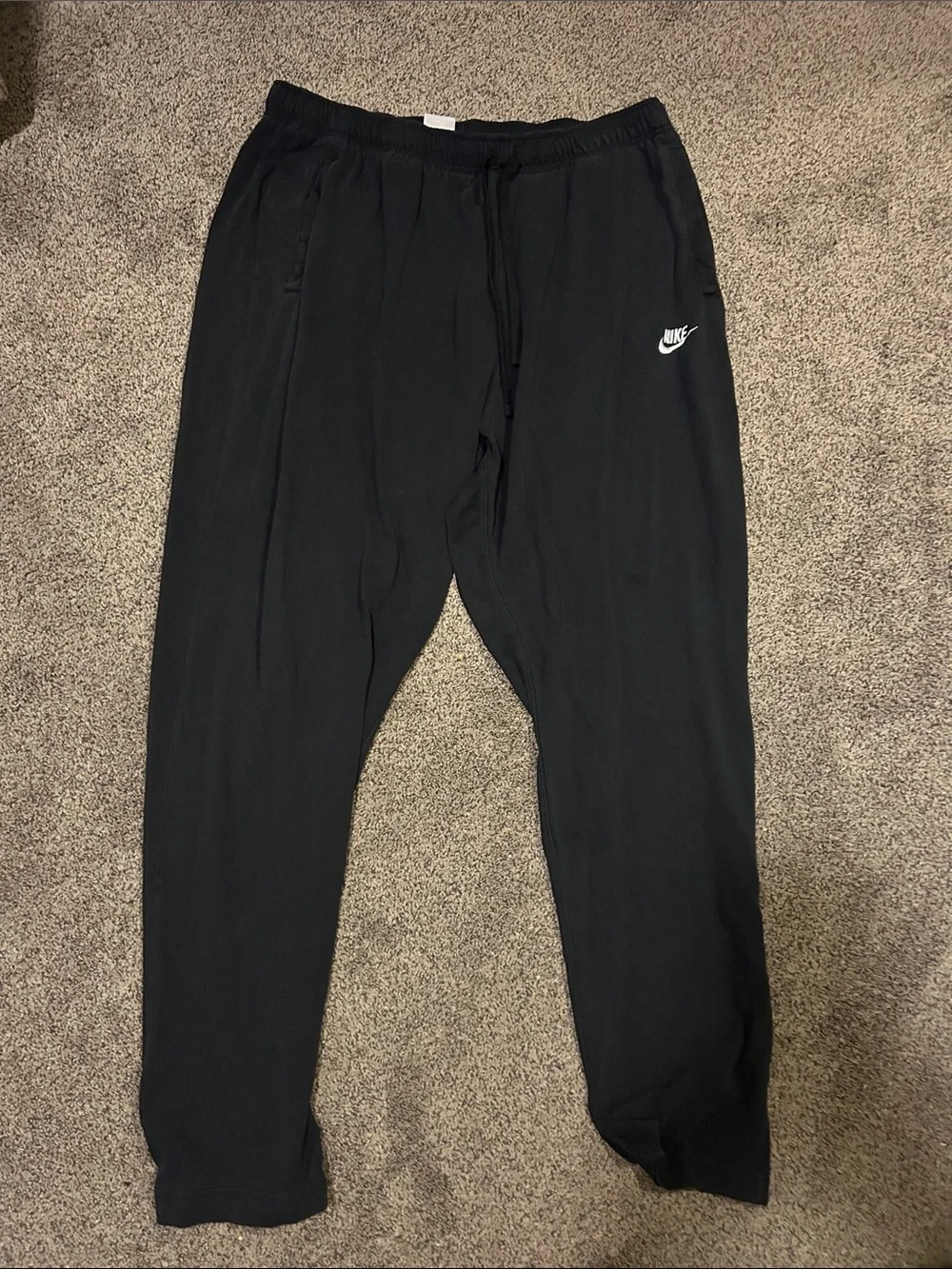 Nike Men's Black Jogger Sweatpants with White Swoosh